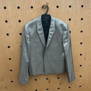 ASOS Metallic Silver Cropped Blazer